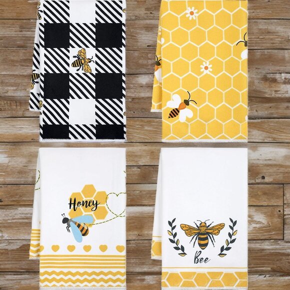 Honey Bee Kitchen Towels Set Summer Spring Decor Cottage Decoration Dish Cloths - Picture 7 of 9